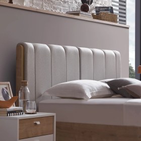 Resim Enza Home Polka Başlıklı Karyola - Açık Yeşil, Keten Dokulu Kumaş 150 x 200 cm 