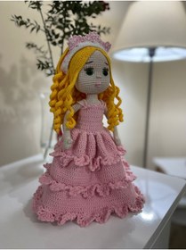 Resim Wanderlust Sevimli Oyun Arkadaşı Örgü Saçlı Etekli El Yapımı Amigurumi Bebek 35cm 