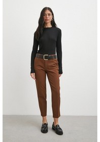 Resim Never More Kemerli Havuç Paça Pantolon Kahve Kahve 