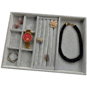 Resim Yerli Yerli Süet Gri Yüzük-küpe-bileklik-kolye Takı Kutusu Aydındecor Çok Renkli 