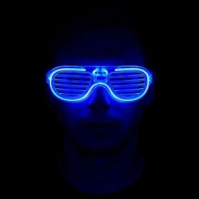 Resim MCM Group Mavi LED Işıklı Parti Gözlüğü - Neon Glow Şerit Gözlük 3 Modlu - Lisinya 