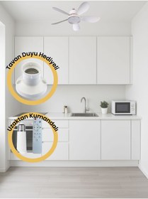 Resim Spech Power Rbr Tavan Vantilatörü 3 Renk Led Işık 3 Kademe Hız Modu Sessiz 5 Kanat Kumandalı. 