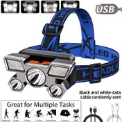 Resim USB Şarj Edilebilir Pil ile LED Baş Lambası, Çeşitli Işık Modları, Uzun Süre Dayanıklı Çalışma 