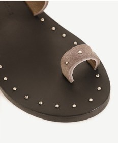 Resim Yargıcı Zımba Detaylı Deri Terlik 25ykay4088x 025 Vizon 