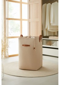 Resim Ocean Home Textile Ağzı Büzgülü Bej Renk Çamaşır Sepeti 36 x 36 x 57 cm 