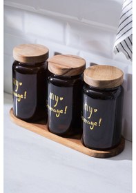 Resim Acar Pierre Akasya Kapaklı Kavanoz Seti - 19 Cm Kahverengi 