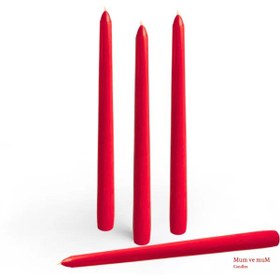 Resim 4 Lu Kırmızı Konik Şamdan Mum Kirmızı 