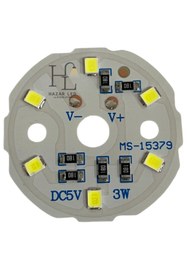 Resim Hazar Led 5 Volt 3 Watt SMD 2835 Ledli Hazır Projektör Ledi Beyaz Yuvarlak PCB Avize Ledi 33MM (3 Adet) 