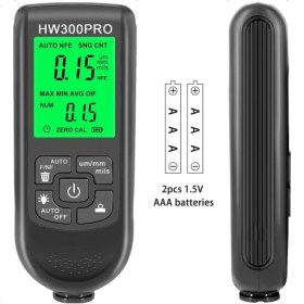 Resim HW-300PRO Araba Boyası Film Otomatik Kalınlık Ölçer 0-2000UM Fe & Nfe Kaplama Kalınlık Test Cihazı M ( Lisinya ) 