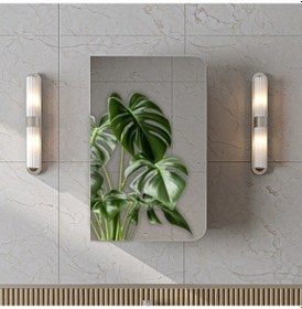 Resim Likya Kulpsuz Tek Kapaklı Aynalı Mdflam 45 Cm Aynalı Banyo Üst Dolabı Kumtaşı 