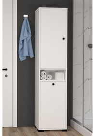 Resim Atlas No.1 3 Raflı Sepetli Banyo Dolabı Beyaz 