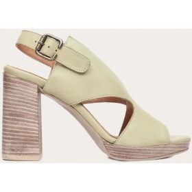 Resim Bueno Shoes Haki Deri Kadın Topuklu Sandalet 