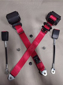 Resim Oto Emniyet Kemeri Kırmızı 3 Nokta Otomatik Demir Kollu 1 Takım 2 Adet Tofaş Şahin Kartal Uyumlu 