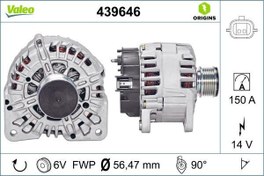 Resim VALEO 439646 | Alternatör 12 V 150A Renault Clio 05-, Kangoo 08-, Megane 03-09 1,5 DCI 