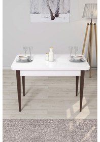 Resim Canisa Concept Arp Serisi 70x110 Sabit Mutfak Masası Takımı Beyaz Ceviz Masa 4 Gül Kurusu Sandalye Masa Beyaz/ Sandalyeler Gülkurusu 