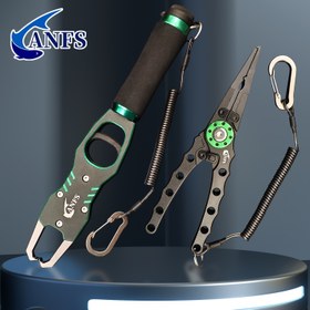 Resim ANFS Olta Tutucu Pens Seti, 18.14 KG Alüminyum Alaşım, Deniz Suyu Direnci, Çok Fonksiyonlu Olta Ekipmanı, Kesici, Kilitlenebilir El Olta Pens, Outdoor Olta, Avcılık ve Kamp için İdeal - Siyah 