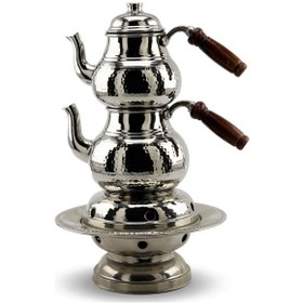 Resim 1 mm Kalın Middle Nikel Kaplama Dövme Bakır Çaydanlık ve Isıtıcı Bakır 