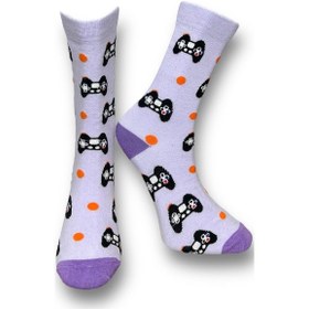 Resim Me-vo 2'li Unısex Oyun Konsolu Ve Tenis Temalı Esnek Nem Alabilen Pamuklu Spor Soket Çoraplar Çok Renkli 