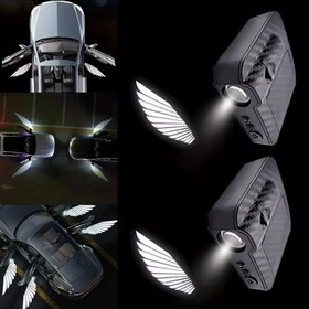 Resim 2 adet Angel Wings Mini LED Işık Araba Dekor Aksesuarları - Parlayan Beyaz ve Altın, Su Geçirmez, Pil Gerektirmez, Motor Araçları, Motor Araba Dekorasyonu için Mükemmel | Angel Temalı Dekor | Su Geçirmez Işık Kaynağı, Angel Dekoru 
