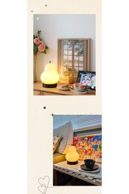 Resim Monozone Masa Lambası Kitap Okuma Işığı Dokunmatik Şarjlı Armut Lamba 3 Modlu Gece Lambası Hediye 