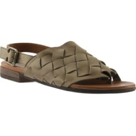 Resim Bueno Shoes Yeşil Deri Kadın Parmak Arası Sandalet 