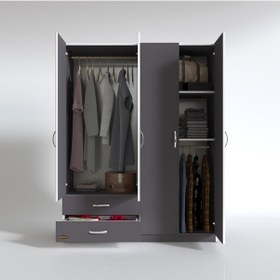 Resim Kenzlife Gardırop 4 Kapaklı Kapılı 2 Çekmeceli Orkide Gri 180 120 42 Gardolap Dolap 