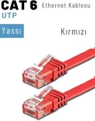 Resim IRENIS 5 Adet Cat6 Yassı Ethernet Network Lan Internet Kablosu Kırmızı-3 Metre 