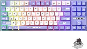 Resim Coverzone AJAZZ AK870 MC Kablolu Mekanik Oyun Klavyesi Mor Klavye Brown Switch 