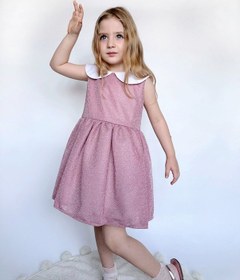 Resim Linola Baby Kids Shiny Simli Bebe Yakalı Çocuk Elbisesi Pembe 