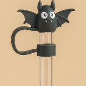 Resim 1 Adet/4 Adet Sevimli Pipet Kapakları, Yeniden Kullanılabilir Silikon Pipet Kapağı, 10mm'lik Samanlar için Toz Geçirmez Tıpa, Cadılar Bayramı Yarasa Balkabağı Şapka Aksesuarları, Eğlenceli Bardak Süsleri - Halloween İçin Mükemmel 