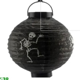 Resim Halloween Cadılar Bayramı Japon Feneri Pilli 20 Cm Siyah Renkli İskelet Desenli Korku Aksesuarı Diğer 