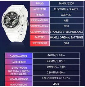 Resim Cloud011 Sanda Erkek Spor Dijital Saat Çift Ekran Haftalık Takvim Kronometre Siyah Tpu Kayış Diğer 