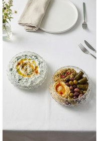 Resim Selen Concept Bubble Model Orta Boy El Yapımı Cam Salata Ve Sunum Kasesi 2'li Set Şeffaf 