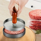 Resim 1A Premium Non-Stick Burger Presi - Dayanıklı Alaşım Çeliği ile Ahşap Sap, Düzenli Isıtma, Mükemmel Sığır, Peyn ve Sebze Patileri - Izgara, BBQ Pişirme, Tencere ve Çöp 