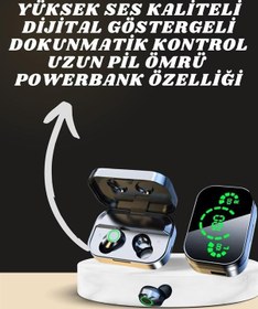 Resim Kanonik Education 7 Kordonlu Akıllı Saat Ve Aynalı Bluetooth Kulaklık Powerbank Dijital Göstergeli 