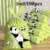 Resim 3 Rulo/100 Sevimli Tembel Panda Tasarımlı Kalınlaştırılmış Yırtılmaya Dayanıklı Kendinden Bağlanan Çöp Poşetleri - 10 Litre Kapasite, Ev ve Ofis Mutfak ile Evcil Hayvan Atık Yönetimi için Çok Amaçlı - Banyo Kullanımı 