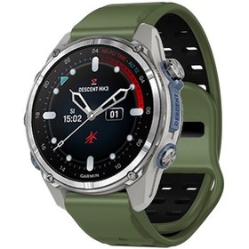 Resim Garmin 26mm İçin İki Renkli Perçin Toka Hızlı Bırakma Silikon Saat Bandı Ordu Yeşil Siyah 