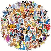 Resim DISNEY 100 Vinil Stickerlar - Laptop, Su Şişesi, Defter Karikatür Stickerları - Yeniden Kullanılabilir Mat Bitiş, Çeşitli Karakterler, Kova Burcu Dekalleri 