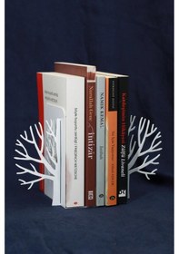 Resim Ağaç Desenli Kitap Tutucu, Ev Ve Ofis Dekoratif Estetik Kitap Tutucu, Ağac Desenli Kitaplık Tutucu Beyaz 