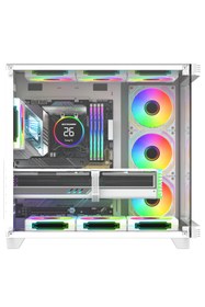 Resim Next Gaming Sirius White ARGB Panel 7x Fan Kumanda ve Kontrolcü ATX Boş Bilgisayar Kasası Beyaz 