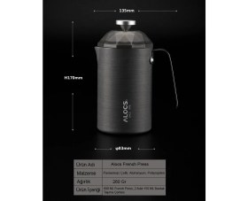 Resim Alocs Paslanmaz Çelik French Press 600 ml 