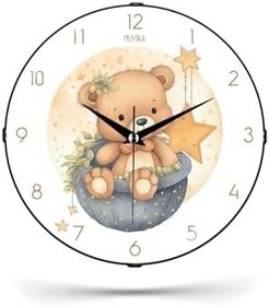 Resim Muyika Çocuk Odası Saati Dekoratif Sessiz Ayıcık Desenli 26Cm Pds-26 Myk9920-4 Ayıcık 