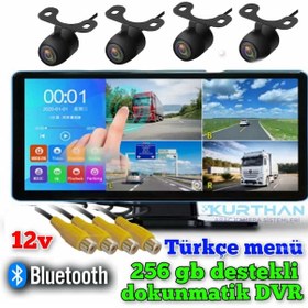 Resim 4 Kameralı 10,36 İnç Dokunmatik Mp5 Bluetooth 4k Ahd Dvr Set 