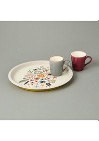 Resim Sarkapp Çiçekli Metal Tepsi - Renkli - 35x35 Cm Çok Renkli 