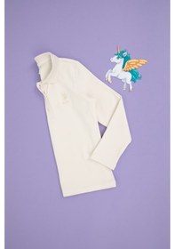 Resim U.S. Polo Assn. Kız Çocuk Krem Polo Yaka Basic Sweatshirt 50296377-VR071 