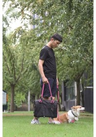 Resim M-Pets 2in1 Remix Omuz Kemerli Kedi Küçük Irk Köpek Taşıma Çantası Pembe Siyah 41 x 28 x 28 CM 