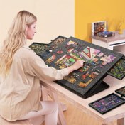 Resim 6'lı 1 Arada Taşınabilir Puzzle Tahtası - 6 Çekmeceli ve Standlı, Açık Gri Kumaş Saklama Kutusu | Gençler İçin, 1500 Parçaya Kadar Kapasiteli, Ev veya Seyahat için Kompakt Çözüm | Puzzlelar için Temel Minyatür Tasarım 