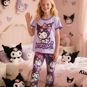 Resim Sevimli for kuromi Kızların Pijama Takımı - Yangadan Korunan, Karikatür Baskılı Üst ve Pantolon, Yuvarlak Yaka, Normal Beden, Gençler için Yaz Uyku Giysileri, Uyku Giysileri Pijama|Oyun Sever Tasarım|Yangadan Korunan Kumaş 