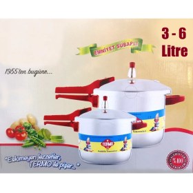 Resim Termo 3 - 6 Litre 2li Düdüklü Tencere (2 DÜDÜKLÜ TENCEREYE UYUMLU TEK KAPAKLI) %100 Alüminyum Pres Baskı 
