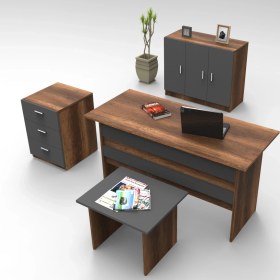 Resim L'occi Concept Diego Abce Ofis Büro Masa Takımı Barok-Antrasit 
